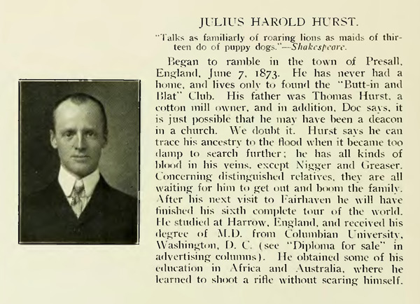 Julius Harold Hurst The Yale Clinic University School of Medicine 1904 cropWEB