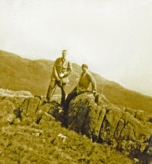 The Hookes then and today love the mountains. Easter Sunday 1924, Cyril & Mildred at Pen y Pas, Snowdon.